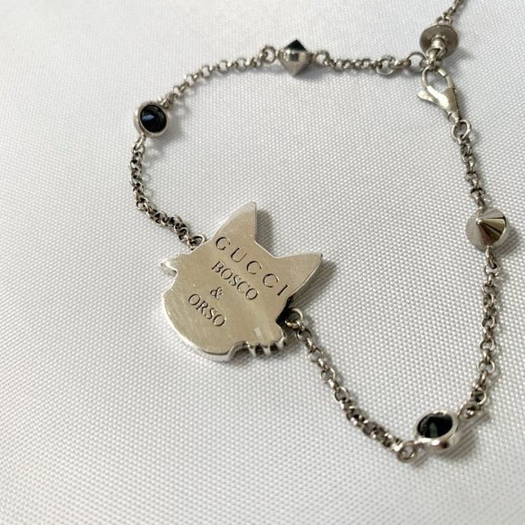 Gucci Bosco Dog Bracelet with Crystals in Silver - Picture 5 of 7
